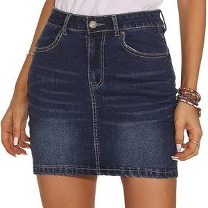 NWT Guanyy High Waisted Stretch Denim Skirt size L